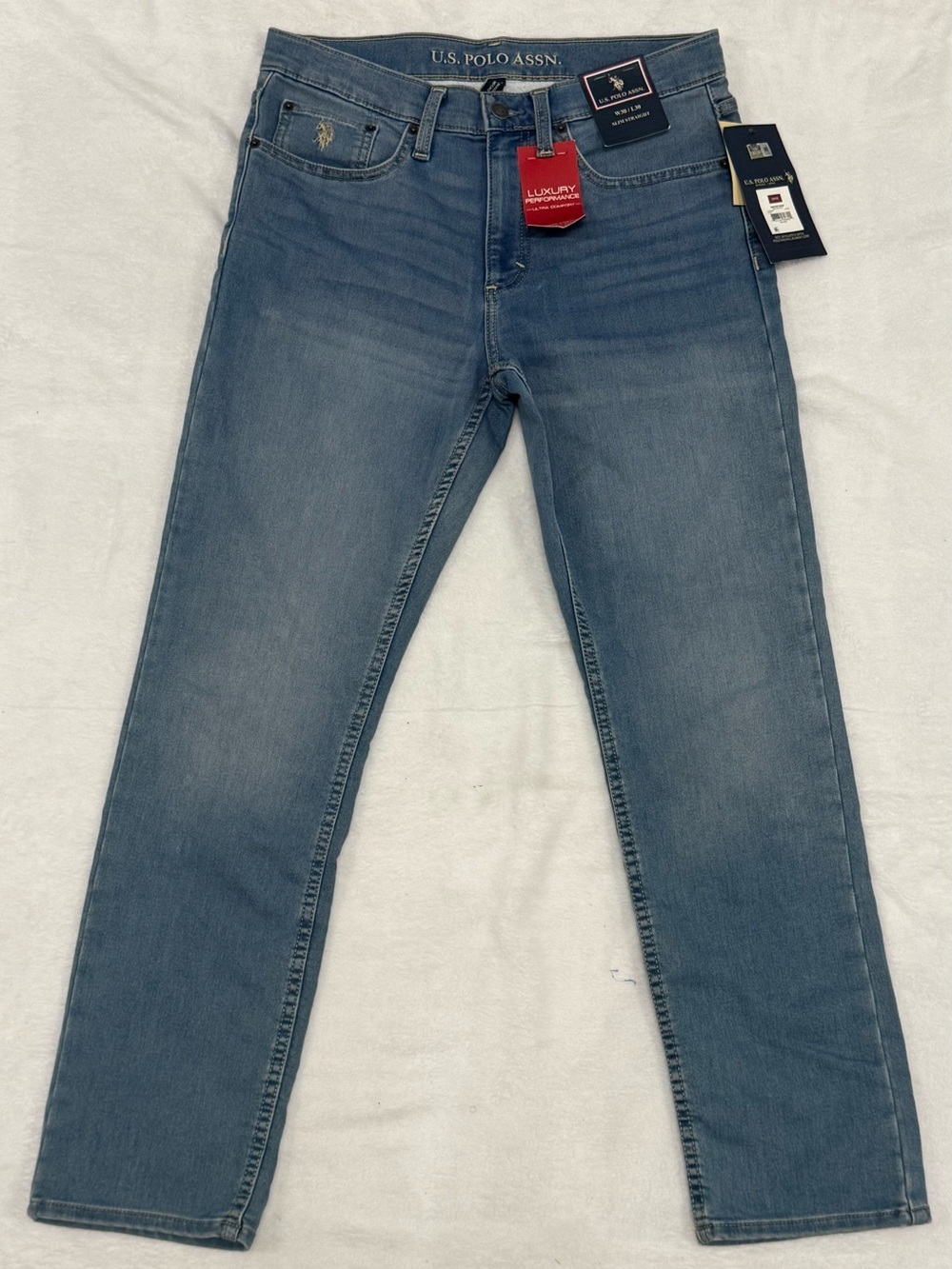 NWT Men’s U.S. Polo Assn Slim Straight Jeans 30x30 Blue Luxury Performance